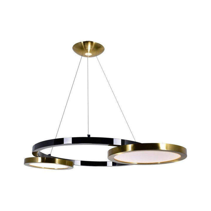 LED Brass with Pearl Black Tripple Ring Chandelier - LV LIGHTING