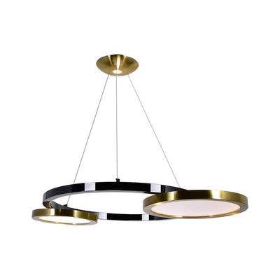 LED Brass with Pearl Black Tripple Ring Chandelier - LV LIGHTING