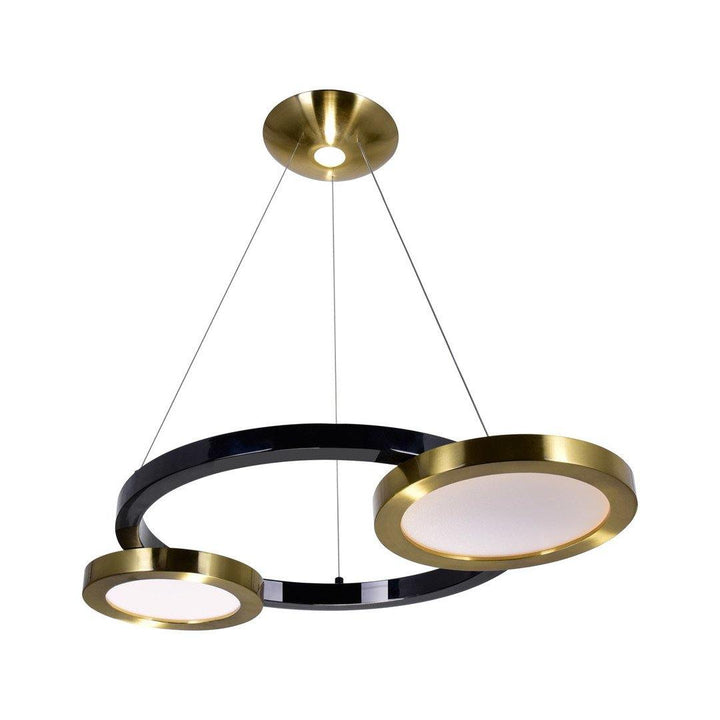 LED Brass with Pearl Black Tripple Ring Chandelier - LV LIGHTING