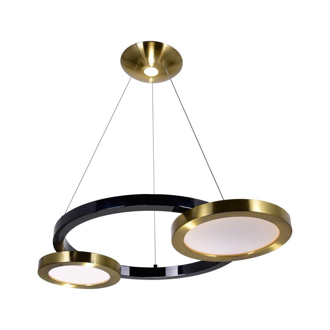 LED Brass with Pearl Black Tripple Ring Chandelier - LV LIGHTING
