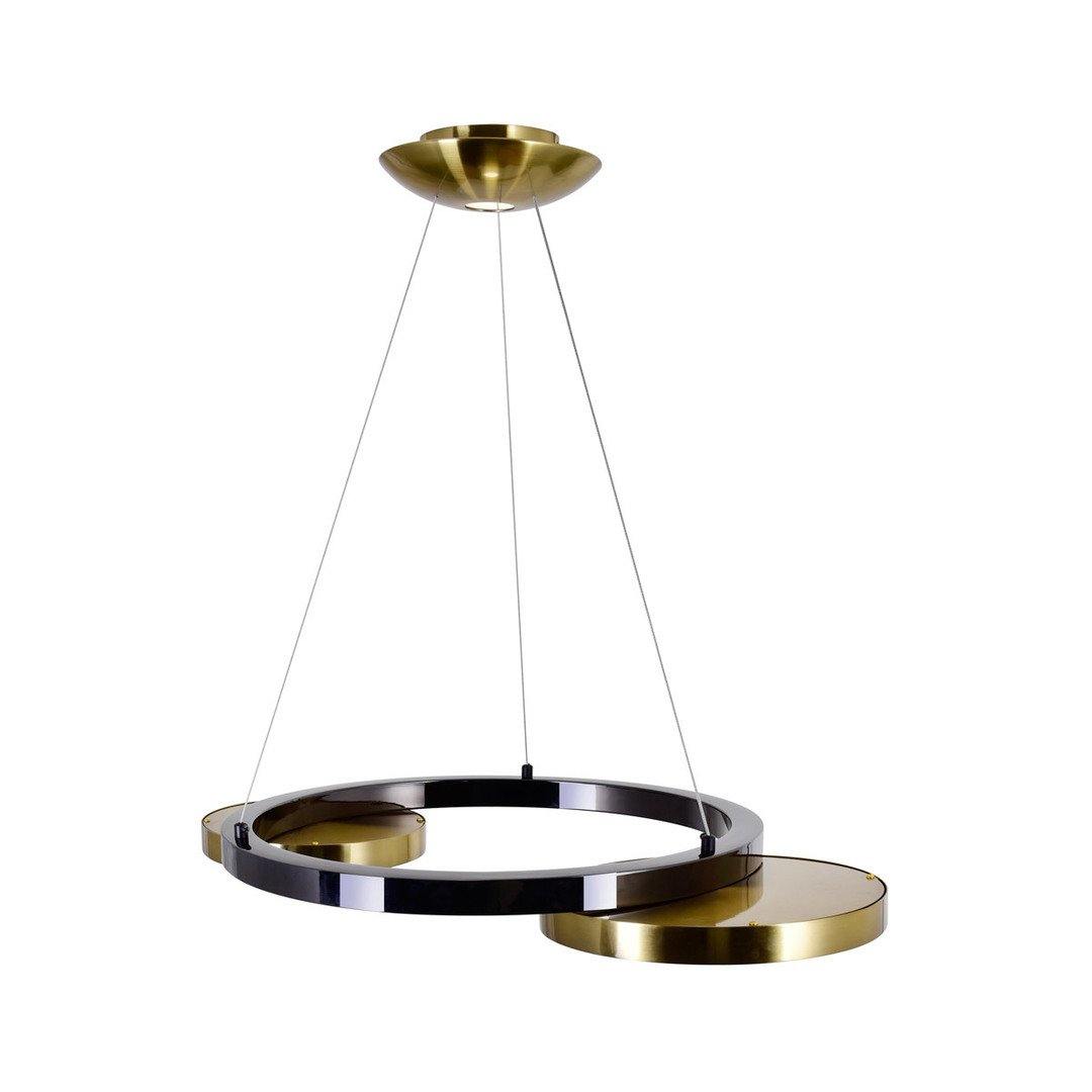 LED Brass with Pearl Black Tripple Ring Chandelier - LV LIGHTING