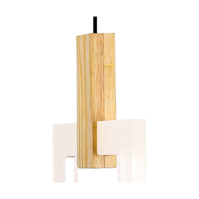 LED White Rectangular Ring with White Oak Linear Pendant - LV LIGHTING