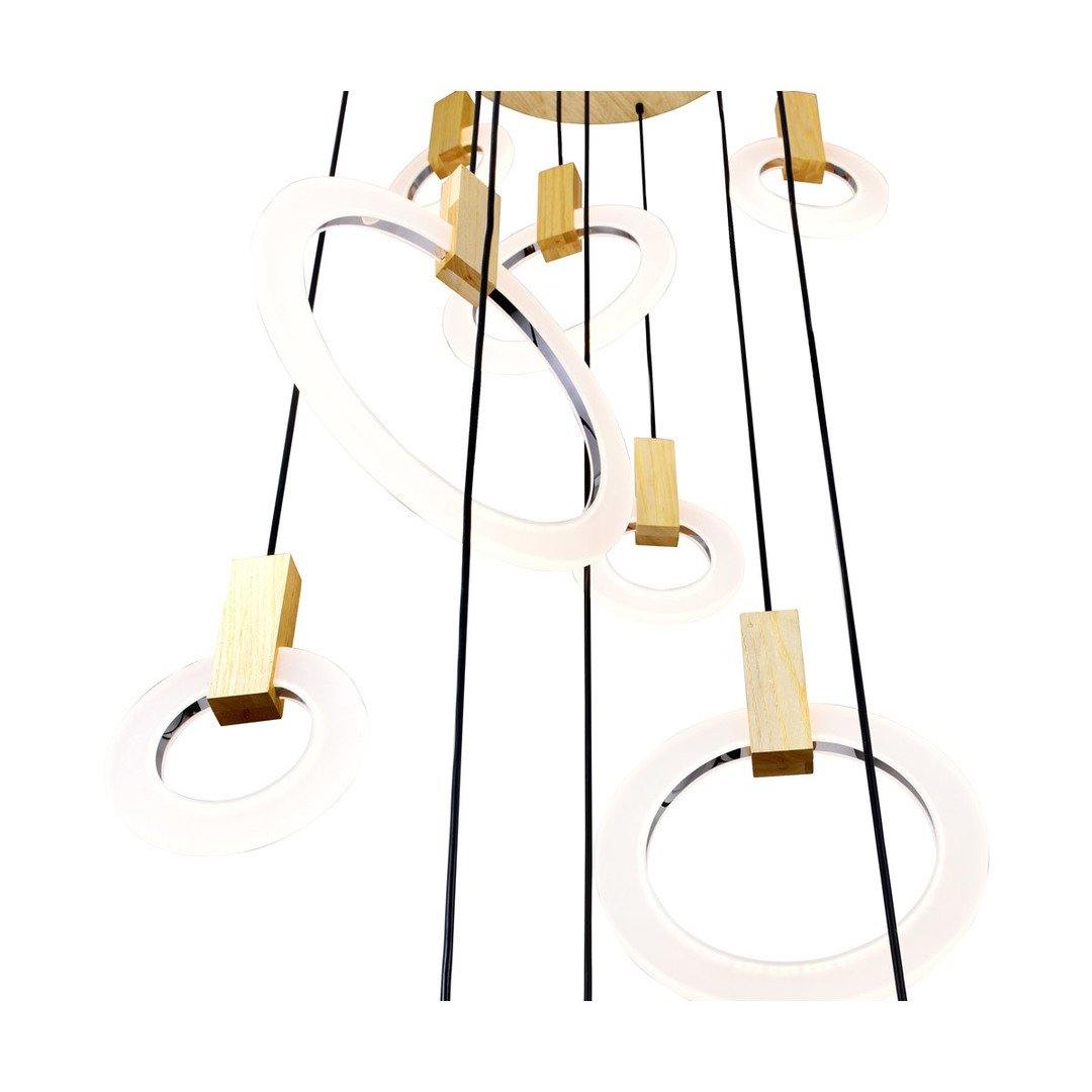 LED Ring with White Oak Chandelier - LV LIGHTING