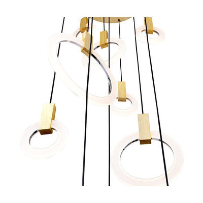 LED Ring with White Oak Chandelier - LV LIGHTING