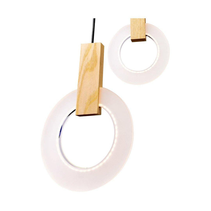 LED Ring with White Oak Chandelier - LV LIGHTING