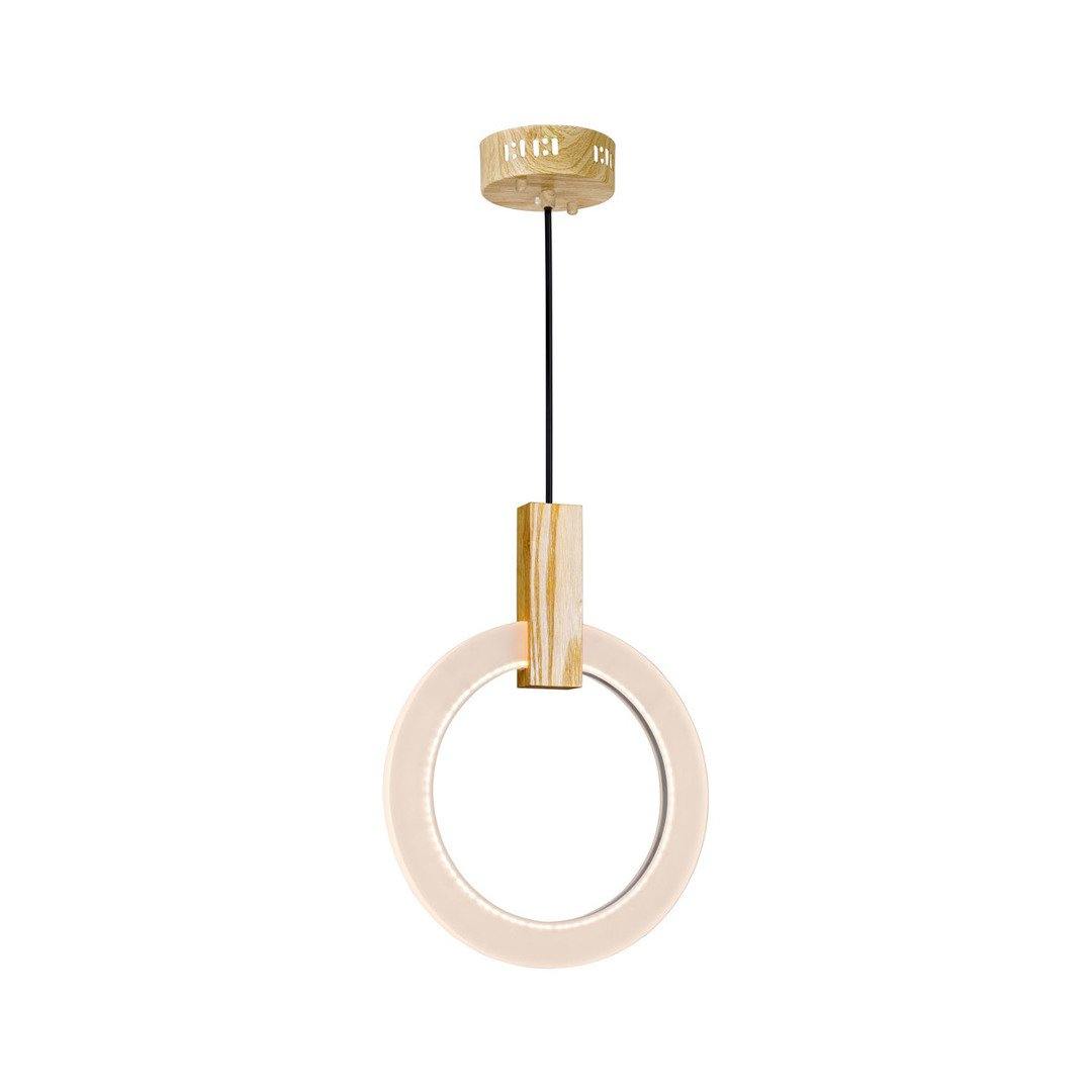 LED Circle Ring with White Oak Single Pendant - LV LIGHTING