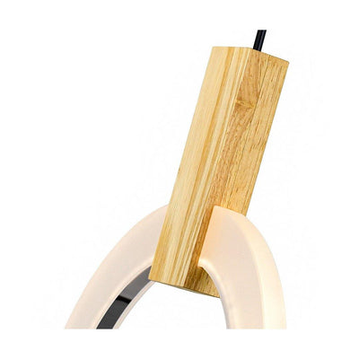 LED Circle Ring with White Oak Single Pendant - LV LIGHTING