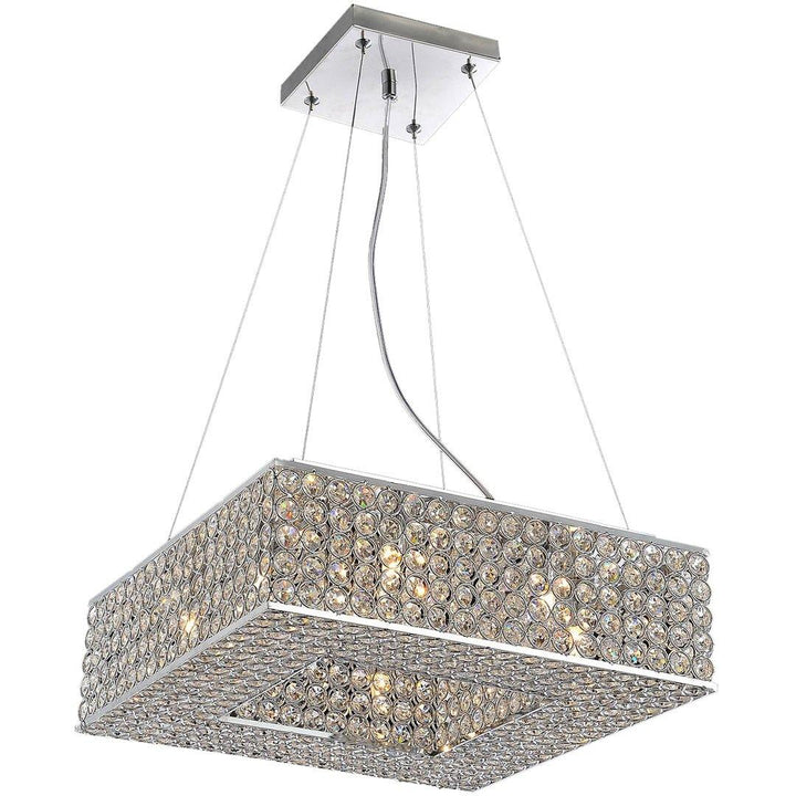 Chorme with Crystal Bead Square Chandelier - LV LIGHTING