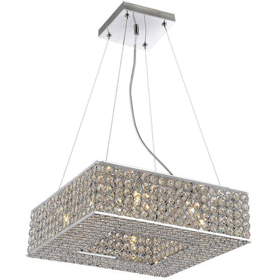 Chorme with Crystal Bead Square Chandelier - LV LIGHTING