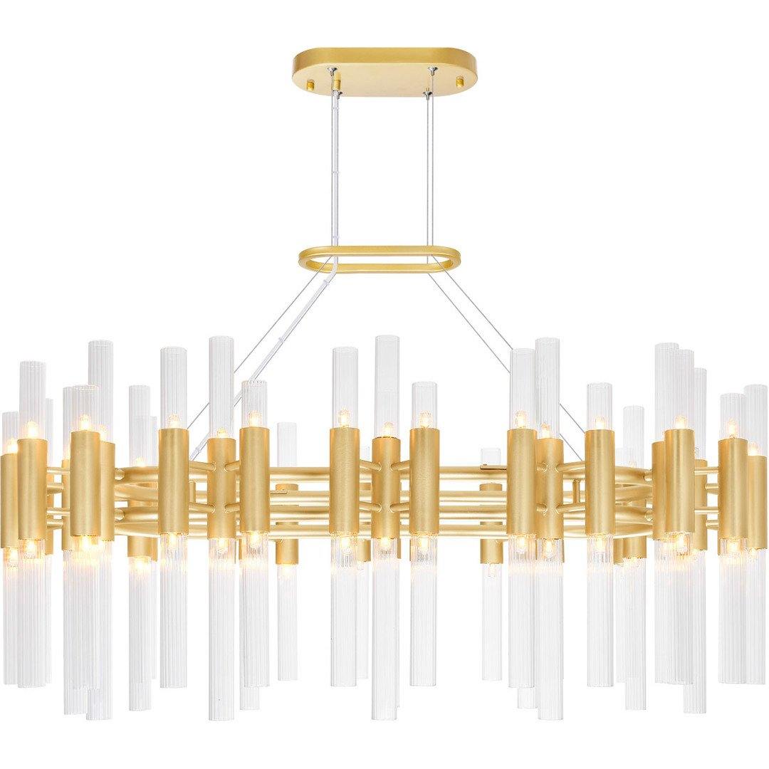 Satin Gold with Glass Tube Linear Chandelier - LV LIGHTING