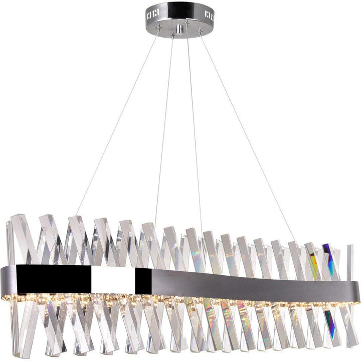 LED Chrome with Crystal Linear Chandelier - LV LIGHTING