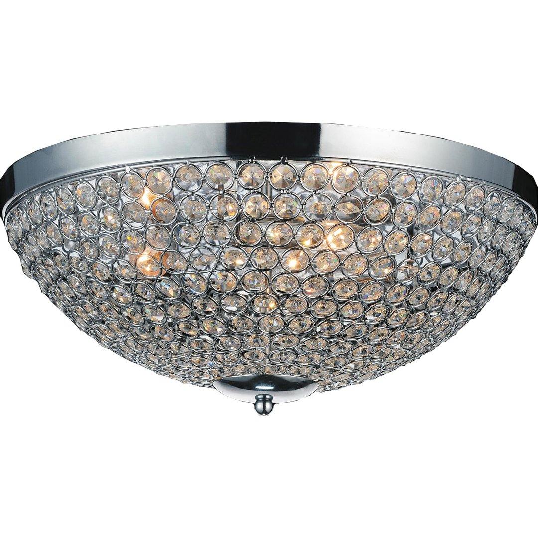 Chrome with Crystal Bead Flush Mount - LV LIGHTING
