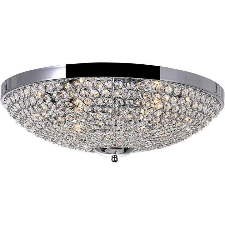 Chrome with Crystal Bead Flush Mount - LV LIGHTING