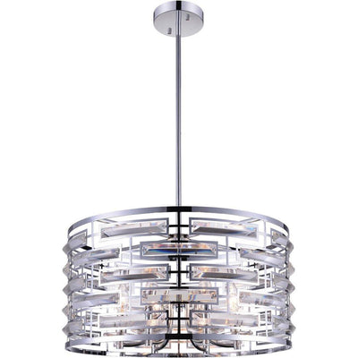 Chrome with Crystal Drum Shade Chandelier - LV LIGHTING