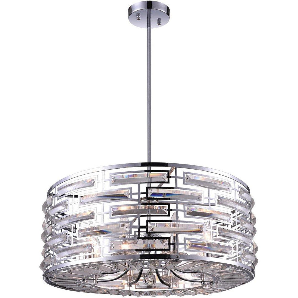 Chrome with Crystal Drum Shade Chandelier - LV LIGHTING
