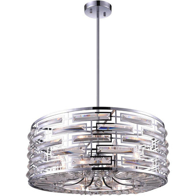 Chrome with Crystal Drum Shade Chandelier - LV LIGHTING