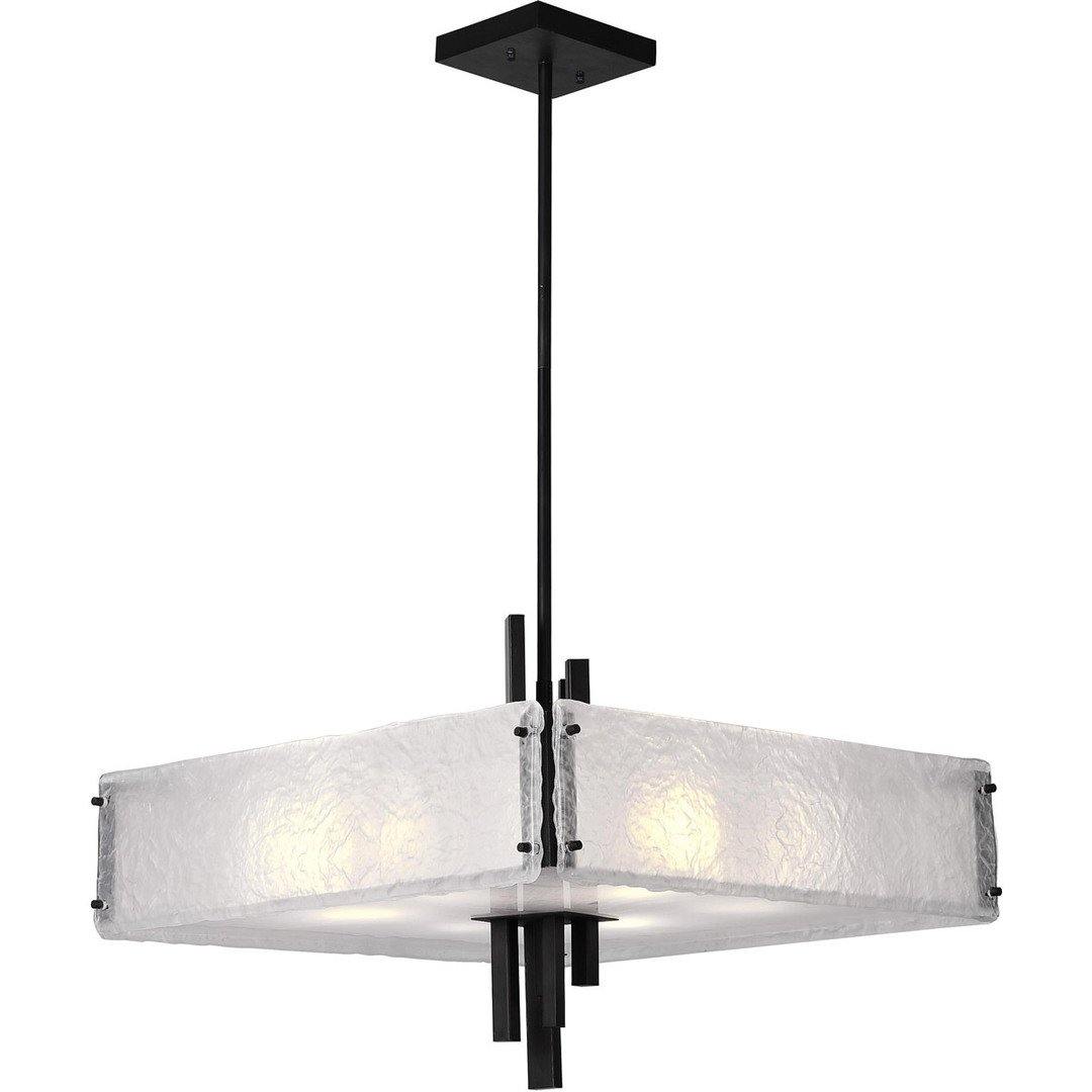 Black with Frosted Textured Glass Shade Pendant / Chandelier - LV LIGHTING