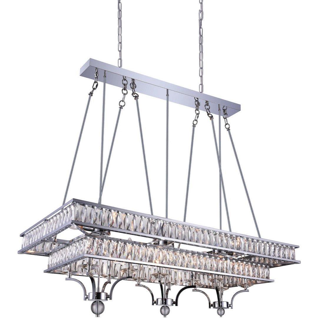 Chrome with 2 Tier Rectangular Frame with Crystal Linear Chandelier - LV LIGHTING