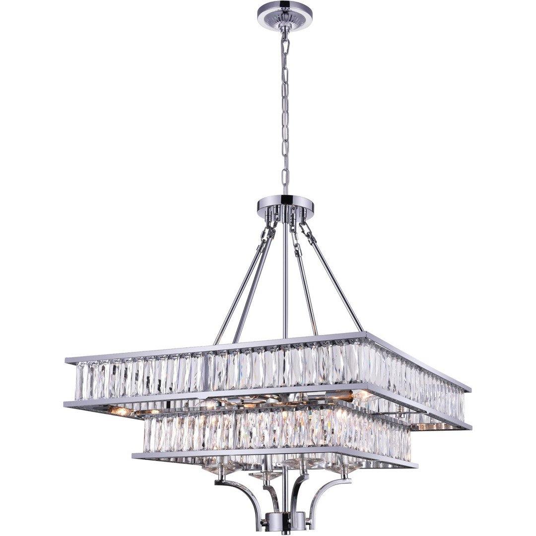 Steel with 2 Tier Square Frame with Crystal Chandelier - LV LIGHTING