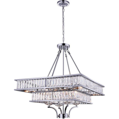 Steel with 2 Tier Square Frame with Crystal Chandelier - LV LIGHTING