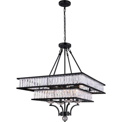 Steel with 2 Tier Square Frame with Crystal Chandelier - LV LIGHTING