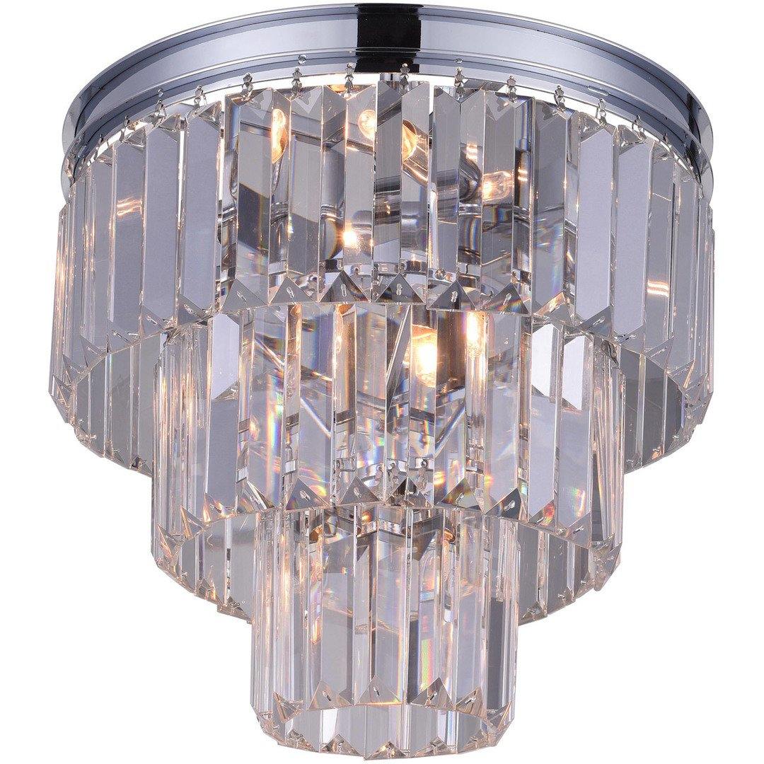 Chrome with Crystal Round Flush Mount - LV LIGHTING