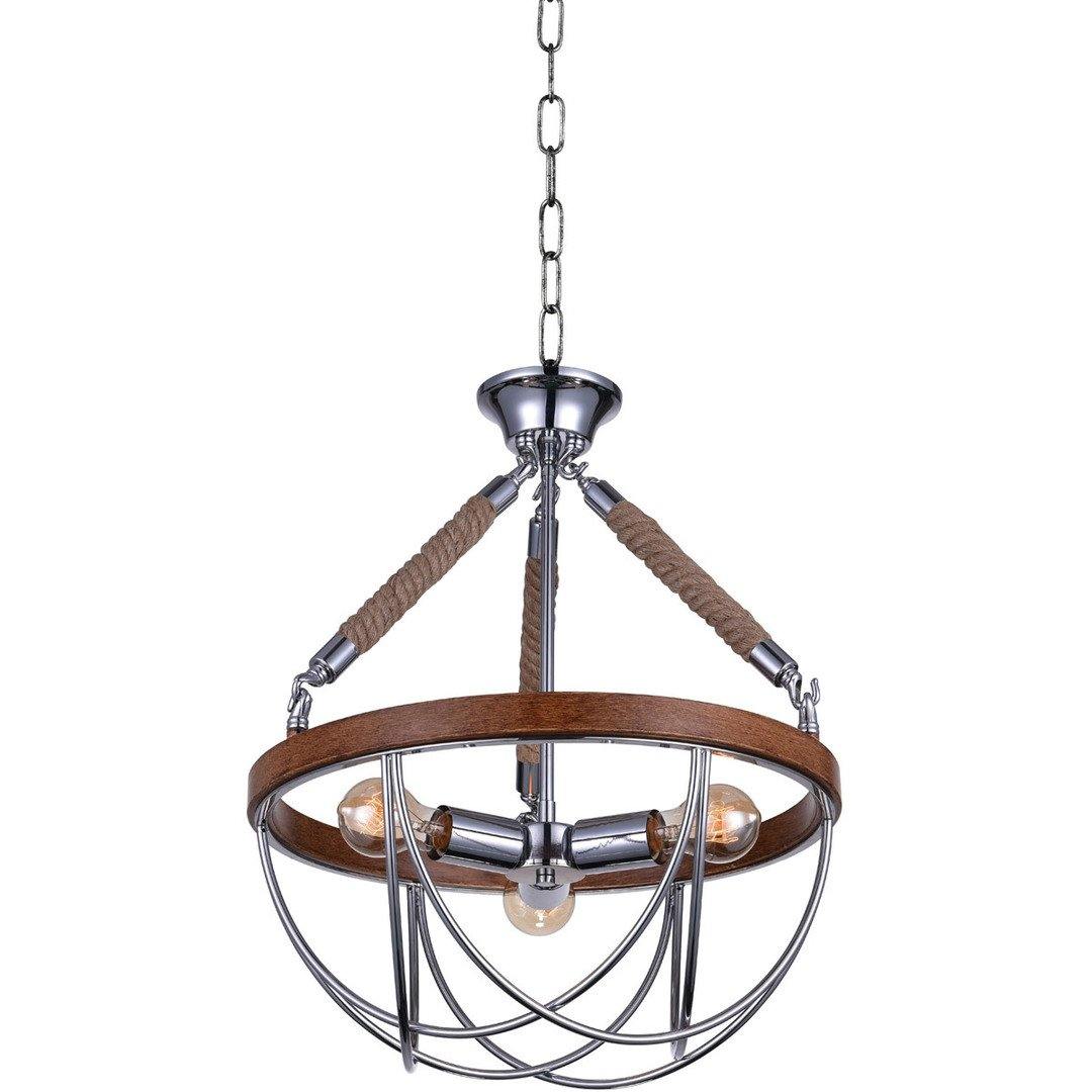 Chrome and Rustric Frame with Rope Chandelier - LV LIGHTING