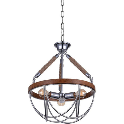 Chrome and Rustric Frame with Rope Chandelier - LV LIGHTING