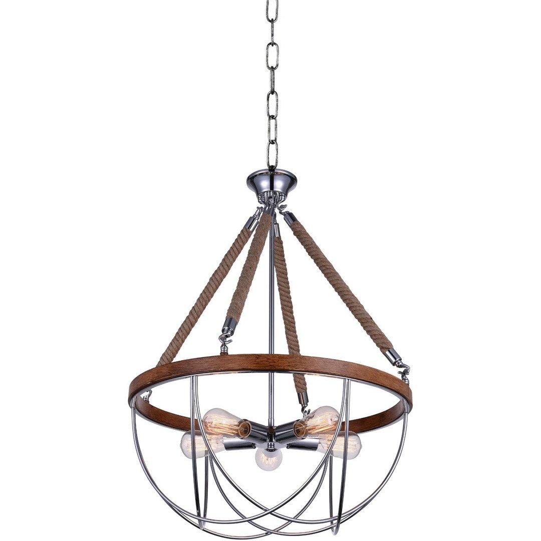 Chrome and Rustric Frame with Rope Chandelier - LV LIGHTING