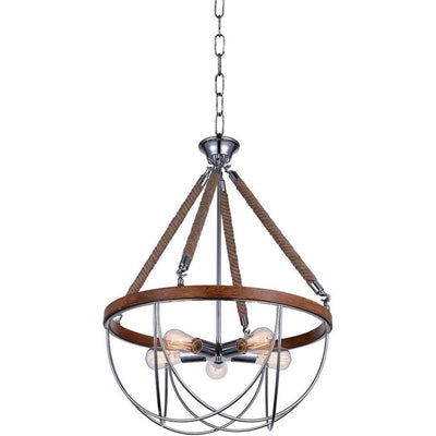 Chrome and Rustric Frame with Rope Chandelier - LV LIGHTING