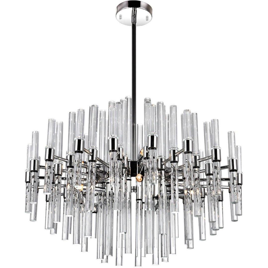 Polished Nickel with Glass Rod Chandelier - LV LIGHTING