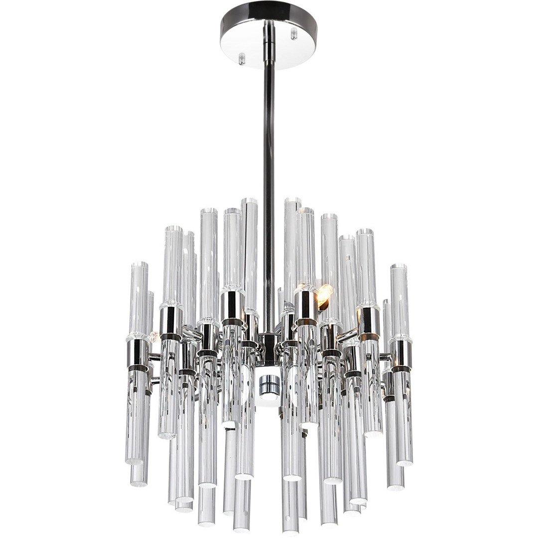 Polished Nickel with Glass Rod Chandelier - LV LIGHTING