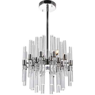 Polished Nickel with Glass Rod Chandelier - LV LIGHTING