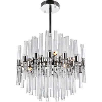 Polished Nickel with Glass Rod Chandelier - LV LIGHTING