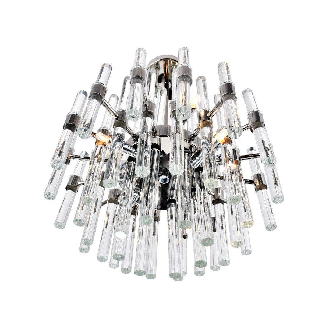 Polished Nickel with Glass Rod Chandelier - LV LIGHTING