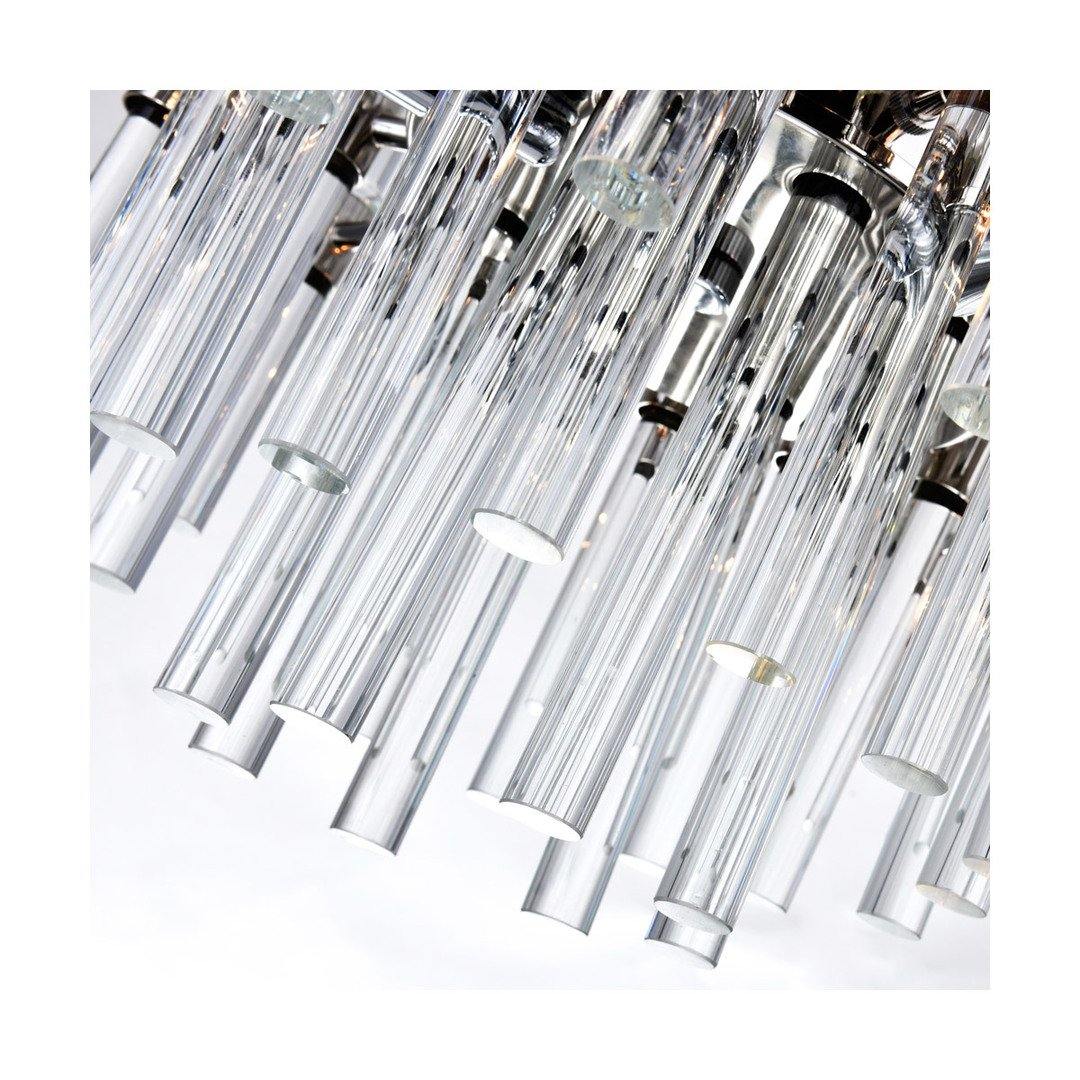 Polished Nickel with Glass Rod Chandelier - LV LIGHTING