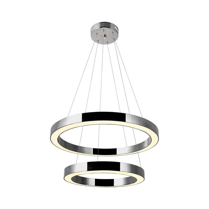 LED Polished Nickel Halo Rings Chandelier - LV LIGHTING