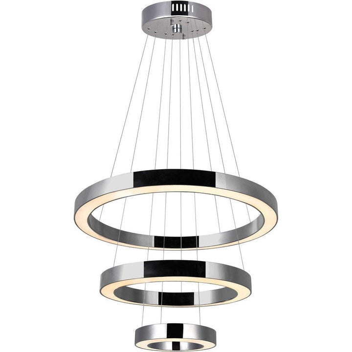 LED Polished Nickel Halo Rings Chandelier - LV LIGHTING
