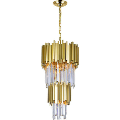 Medallion Gold with Crystal Round Pendant - LV LIGHTING