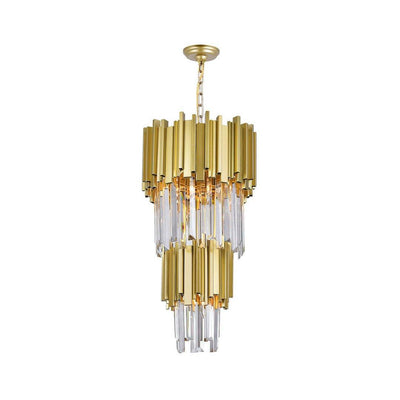 Medallion Gold with Crystal Round Pendant - LV LIGHTING