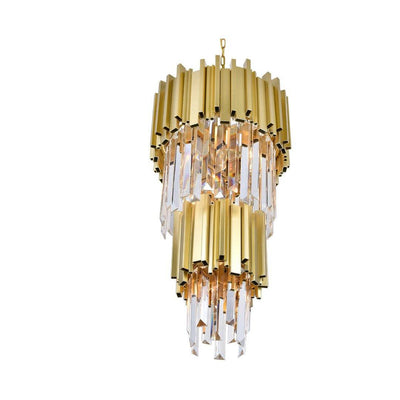 Medallion Gold with Crystal Round Pendant - LV LIGHTING