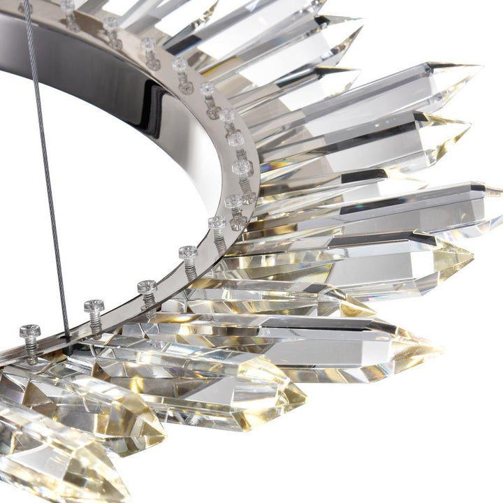 Polished Nickel Double Ring with Crystal Chandelier - LV LIGHTING
