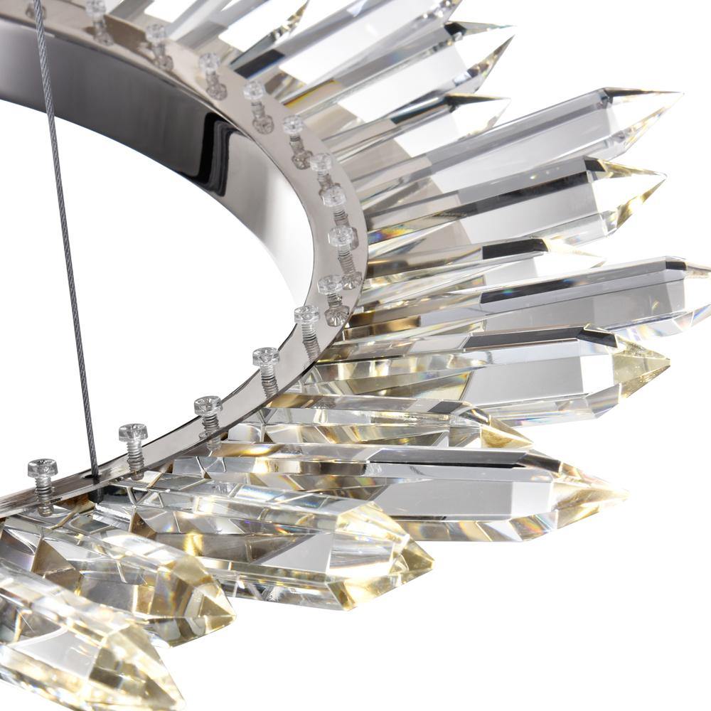 Polished Nickel Double Ring with Crystal Chandelier - LV LIGHTING