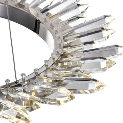 Polished Nickel Double Ring with Crystal Chandelier - LV LIGHTING