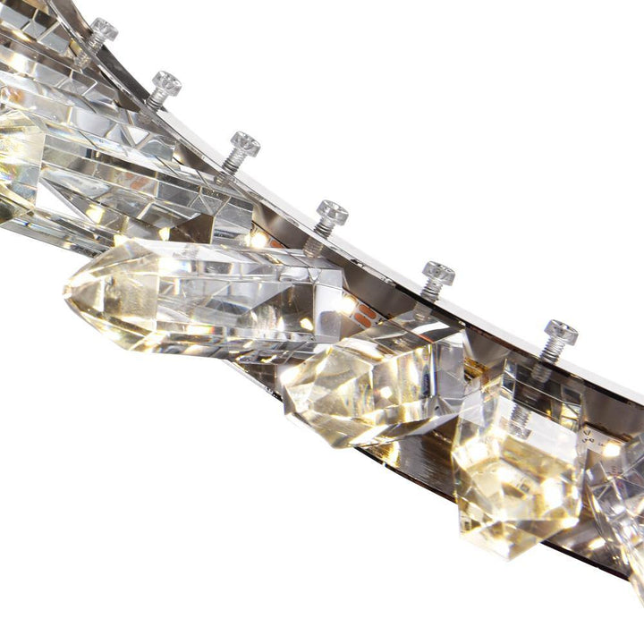 Polished Nickel Double Ring with Crystal Chandelier - LV LIGHTING