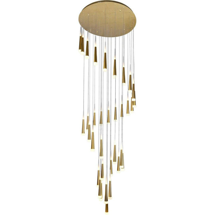 LED Gold Leaf with Cone Shade Swirl Chandelier - LV LIGHTING