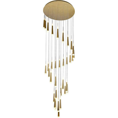 LED Gold Leaf with Cone Shade Swirl Chandelier - LV LIGHTING