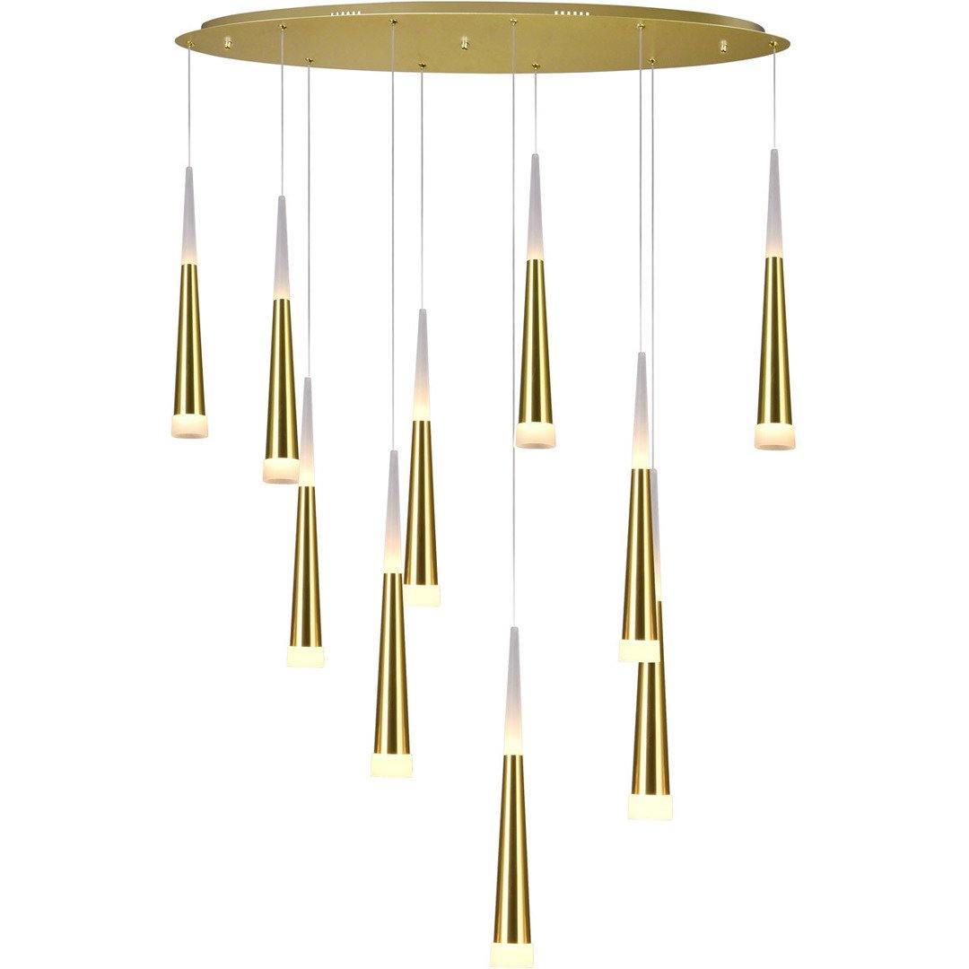 LED Gold Leaf with Cone Shade Oval Linear Pendant - LV LIGHTING