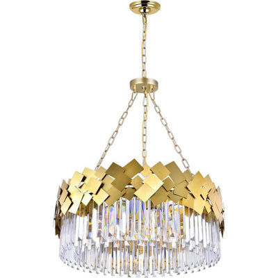 Medallion Gold Frame with Crystal Round Chandelier - LV LIGHTING