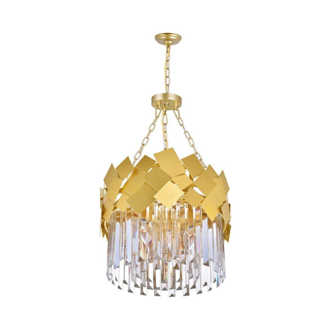 Medallion Gold with Crystal Round Pendant - LV LIGHTING